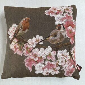 Art De Lys Bird On Cherry Blossom Branch Made in France Throw Pillows Stunning